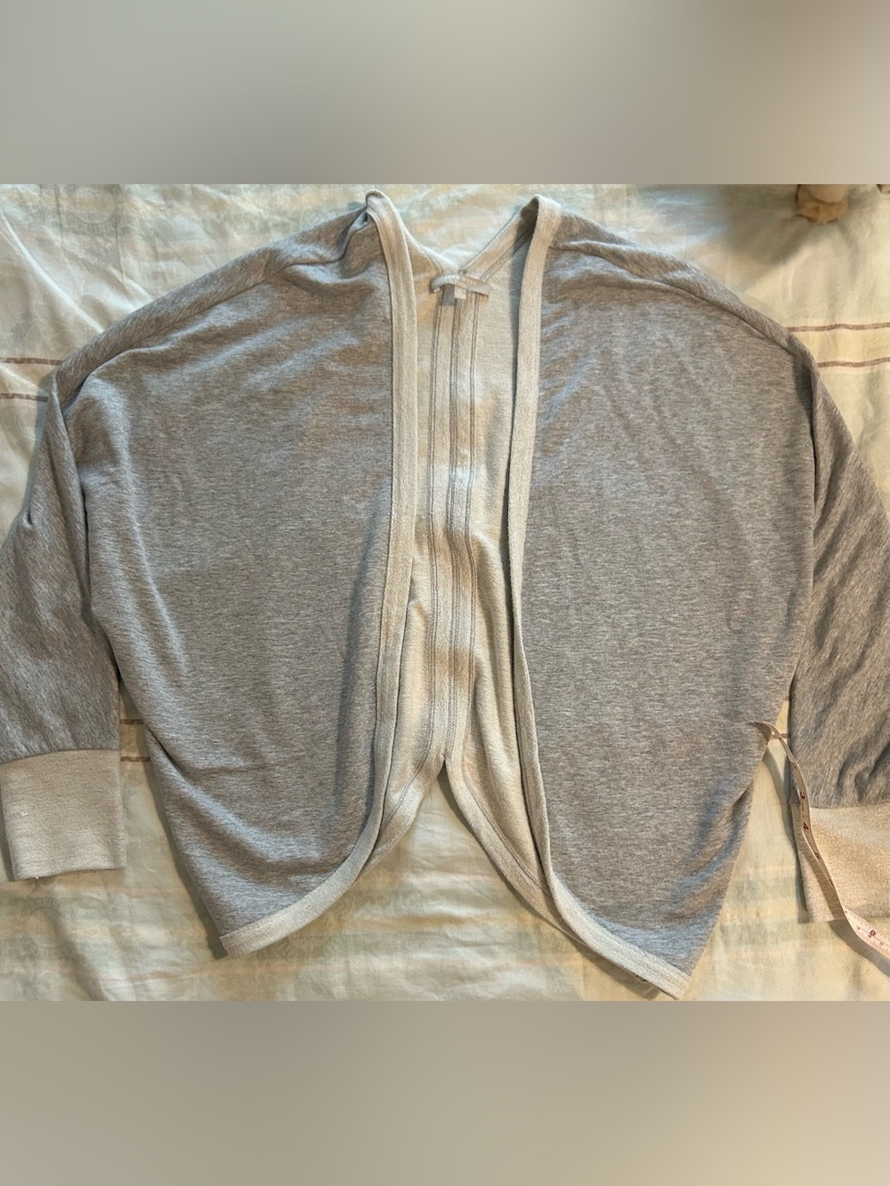 Joan Vass Light Gray Open-Front Draped Cardigan EUC M